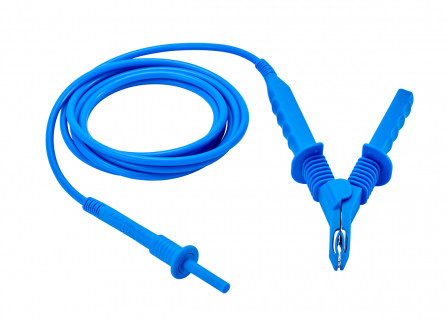 Cordon 5kV avec pince croco HT bleue, longueur 3m
