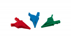 Jeu de 3 pinces crocodile rouge, bleue, verte, 1kV CAT IV