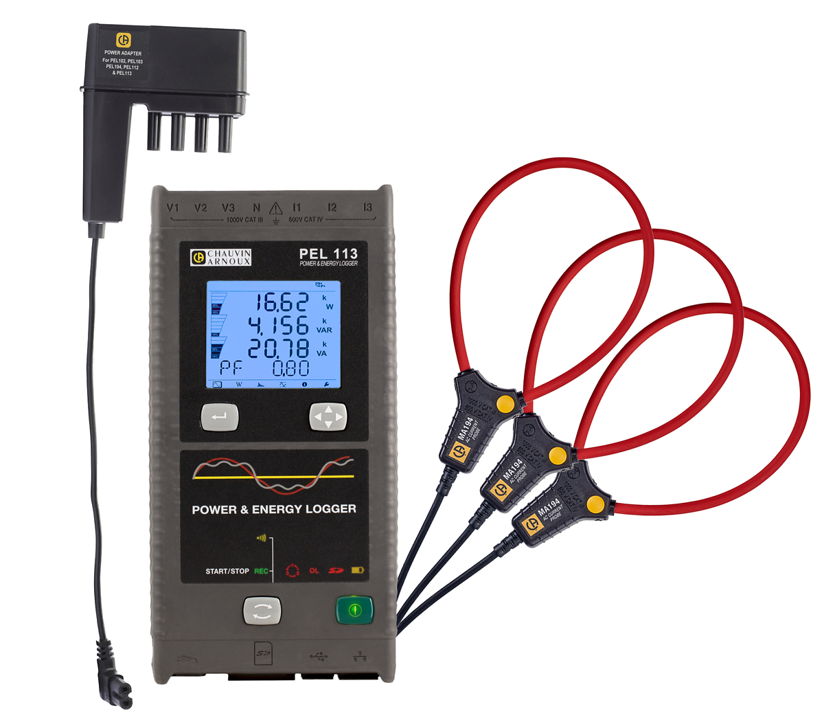 PEL113 Enregistreur de puissance et d'énergie triphasé avec MA194-350