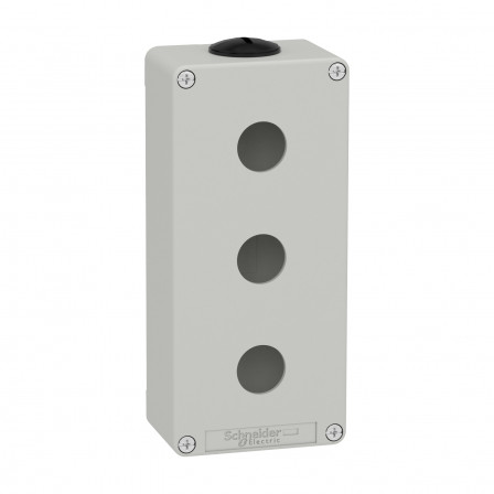 Boite métal vide grise - M25 x2 - 3 trous 22 mm - 80x175x51,5 mm