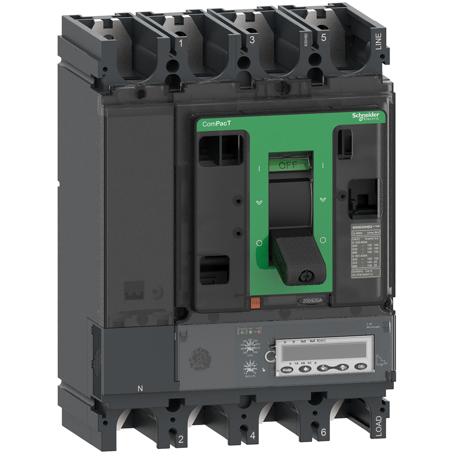 ComPacT NSX400R - Disjoncteur - MicroLogic 5.3E 400A - 4P4D - 200kA - fixe