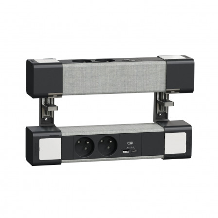 Unica System+ - Module bureau précâblé L - 2PC +USB A+C - x2 - Anthracite/tissu