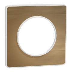 Odace Touch - plaque Bronze brossé avec liseré - blanc - 1 poste