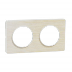 Odace Touch - plaque Bois nordique liseré - blanc 2 postes horiz./vert. 71mm