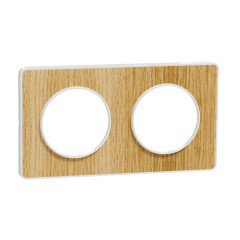 Odace Touch - plaque Bois naturel liseré - blanc 2 postes horiz./vert. 71mm