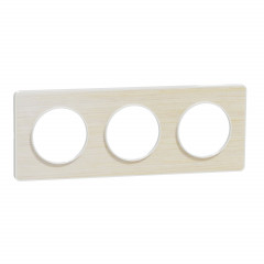 Odace Touch - plaque Bois nordique liseré - blanc 3 postes horiz./vert. 71mm