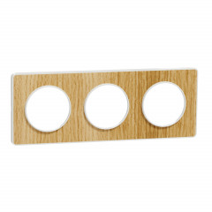 Odace Touch - plaque Bois naturel liseré - blanc 3 postes horiz./vert. 71mm
