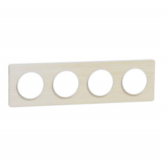 Odace Touch - plaque Bois nordique liseré - blanc 4 postes horiz./vert. 71mm