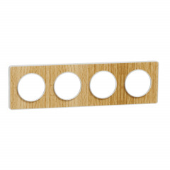 Odace Touch - plaque Bois naturel liseré - blanc 4 postes horiz./vert. 71mm