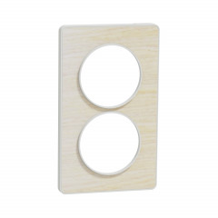 Odace Touch - plaque Bois nordique avec liseré - blanc - 2 postes verticaux 57mm