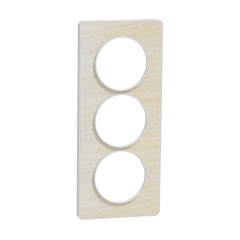 Odace Touch - plaque Bois nordique avec liseré - blanc - 3 postes verticaux 57mm