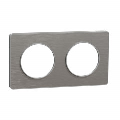 Odace Touch - plaque aluminium brossé liseré alu- 2 postes - horiz./vert. 71mm