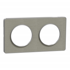 Odace Touch  - PLQ Kvadrat Perle/ alu - 2 postes horiz. ou vert. entraxe 71mm
