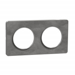 Odace Touch - plaque Ardoise avec liseré alu 2 postes horiz./vert. entraxe 71mm