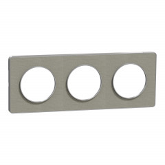 Odace Touch  - PLQ Kvadrat Perle/ alu - 3 postes horiz. ou vert. entraxe 71mm