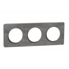 Odace Touch - plaque Ardoise avec liseré alu 3 postes horiz./vert. entraxe 71mm