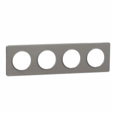 Odace Touch - plaque aluminium brossé liseré alu - 4 postes - horiz./vert. 71mm