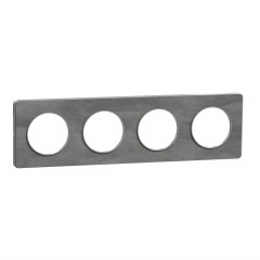 Odace Touch - plaque Ardoise avec liseré alu 4 postes horiz./vert. Entraxe 71mm