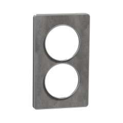 Odace Touch - plaque Ardoise avec liseré alu - 2 postes verticaux entraxe 57mm