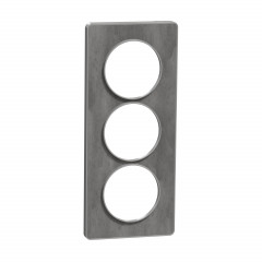 Odace Touch - plaque Ardoise avec liseré alu - 3 postes verticaux entraxe 57mm