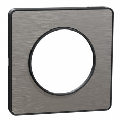 Odace Touch - plaque aluminium brossé avec liseré anthracite 1 poste
