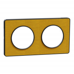 Odace Touch  - PLQ Kvadrat Ocre/ anth. - 2 postes horiz. ou vert. entraxe 71mm