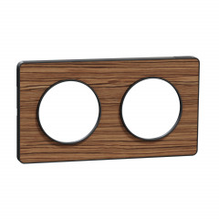Odace Touch - plaque Bois Zeb. avec liseré anth. 2postes horiz/vert entraxe 71mm