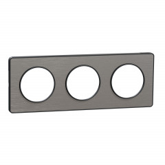 Odace Touch - plaque aluminium brossé liseré anth. - 3 postes horiz./vert. 71mm