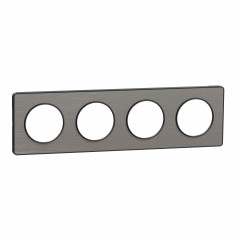 Odace Touch - plaque alminium brossé liseré anth. - 4 postes - horiz./vert. 71mm