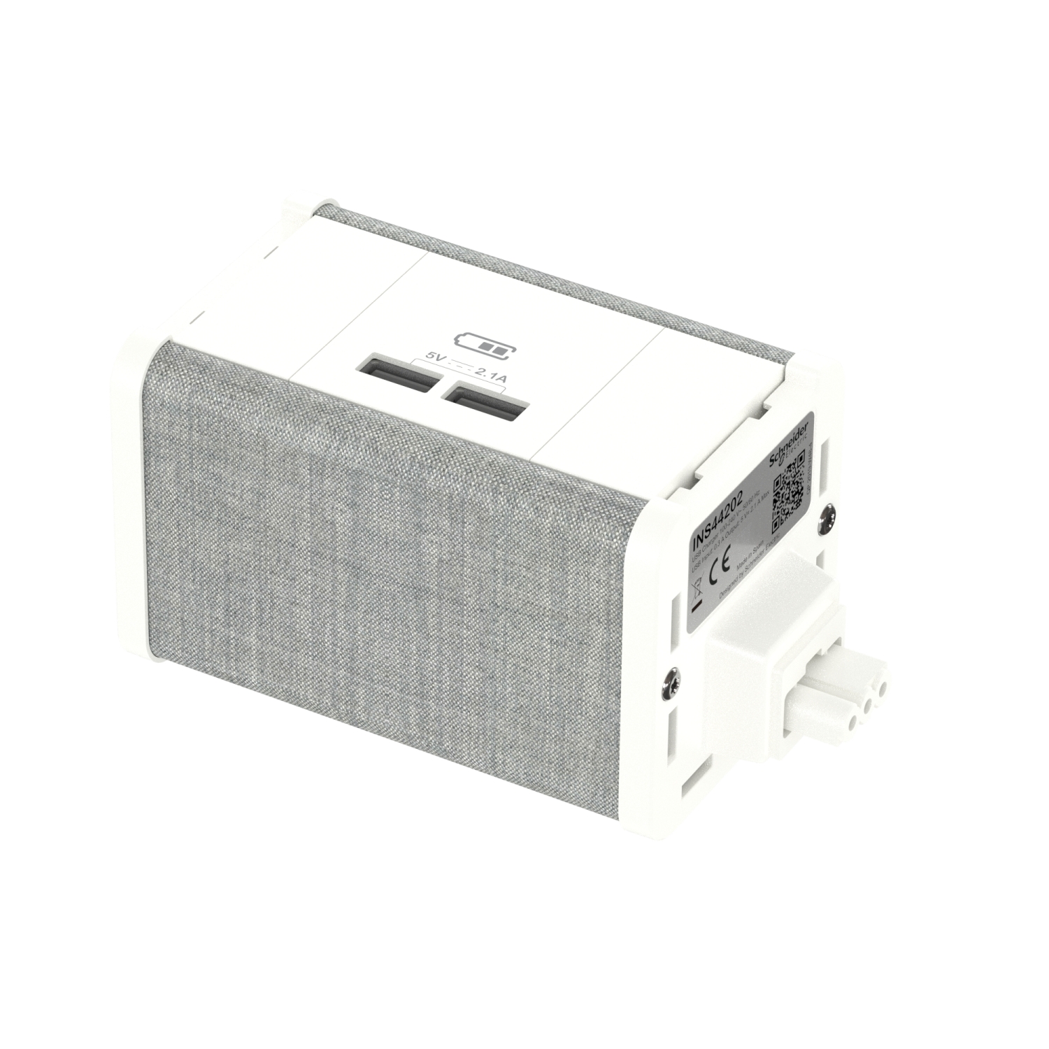 Unica System+ - nourrice précâblée M - USB A+A - blanc/tissu kvadrat