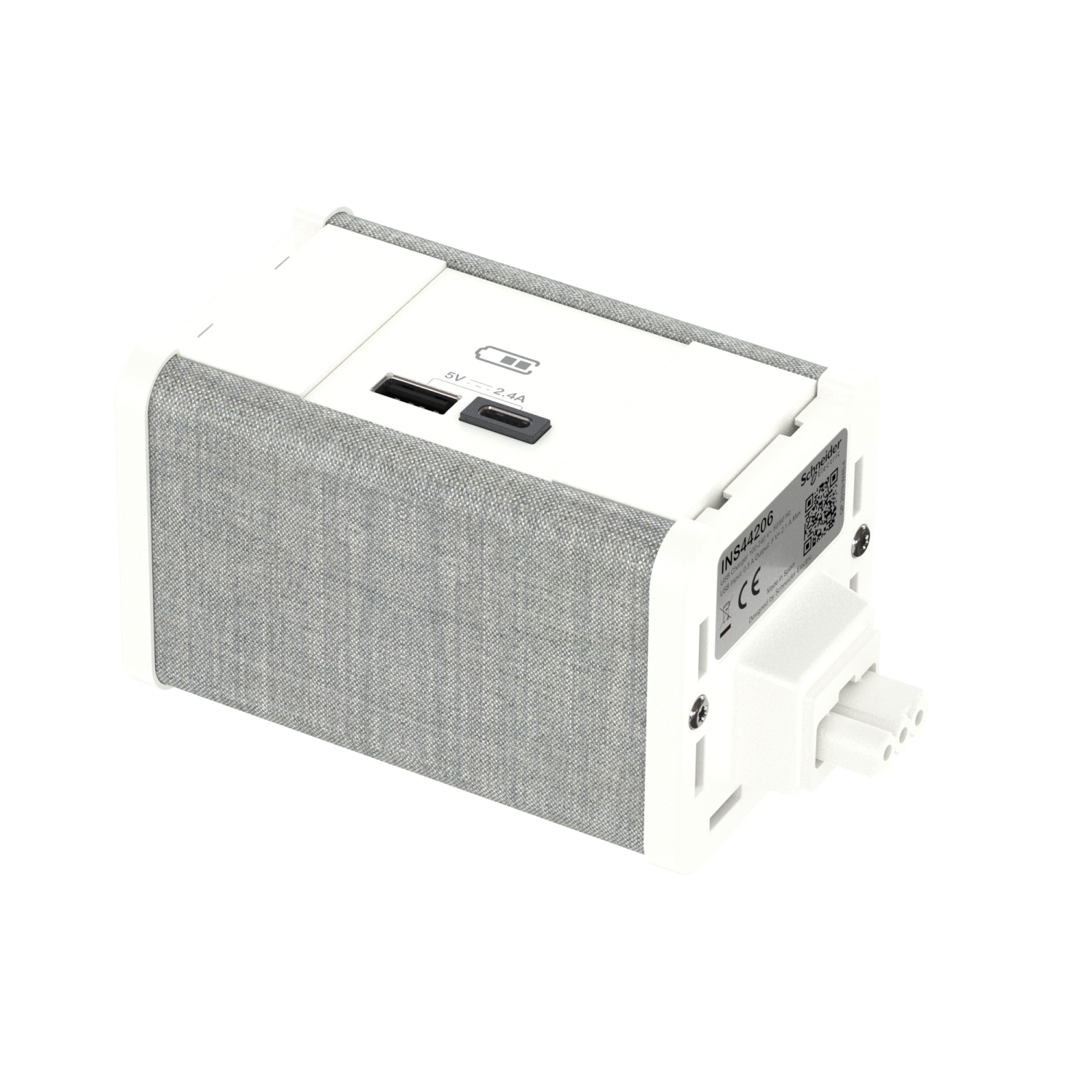 Unica System+ - nourrice précâblée M - USB A+C - blanc/tissu kvadrat
