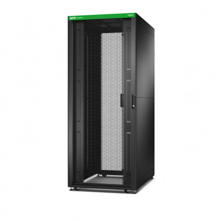 Baie EasyRack 800mm/42U/1200mm avec toit, panneau latéral, roulettes, noir