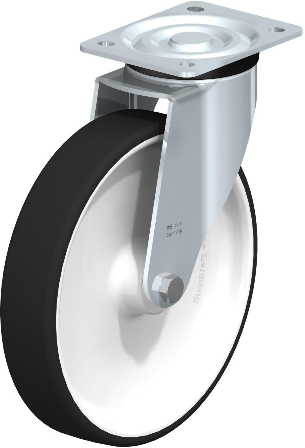 Roulette pivotante en tôle d’acier, version mi-lourde, avec platine à visser