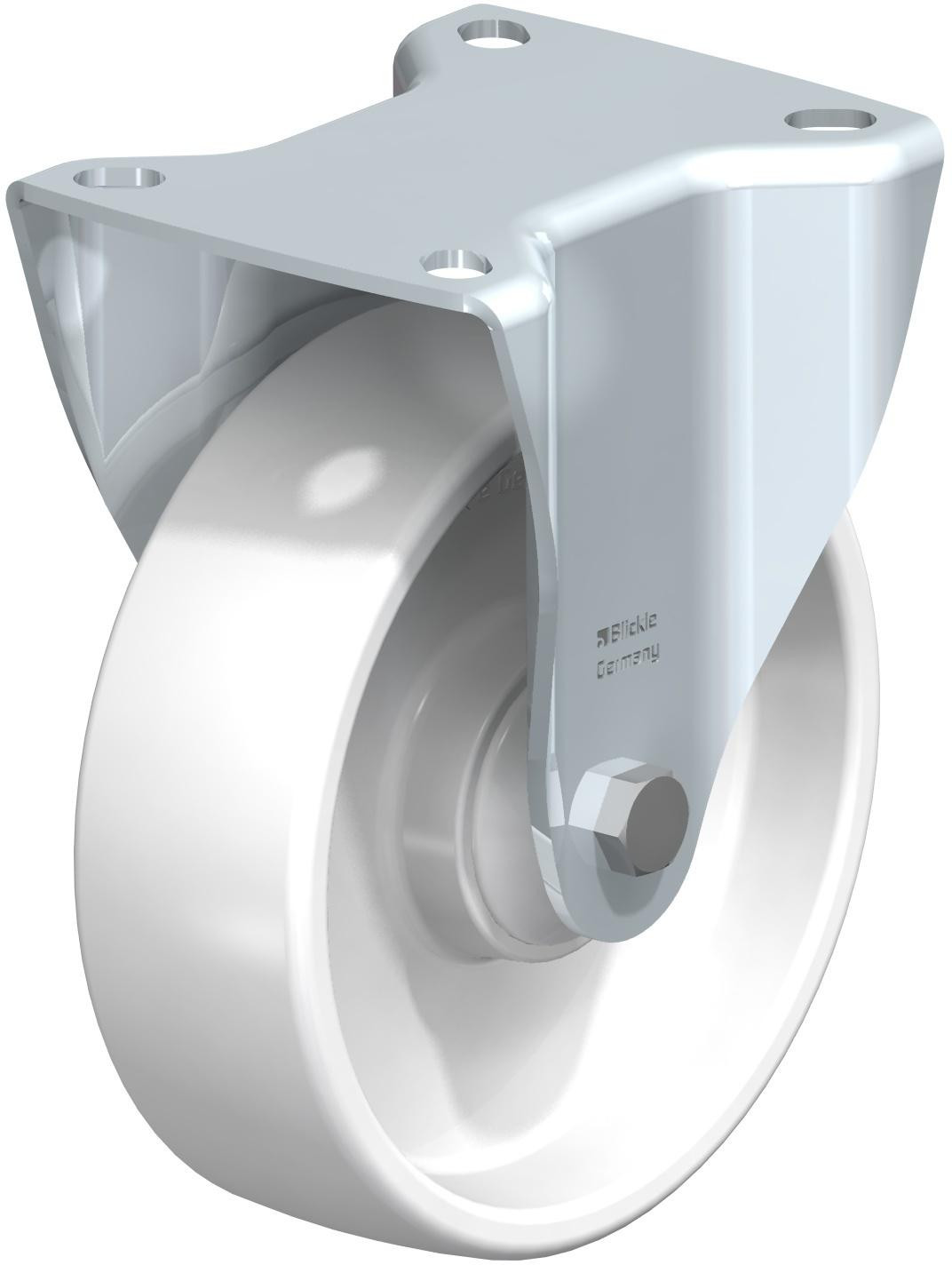 Roulette fixe en tôle d’acier, version mi-lourde, avec platine à visser