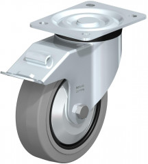 Roulette pivotante en tôle d’acier, version mi-lourde, avec platine à visser et blocage “stop-fix”