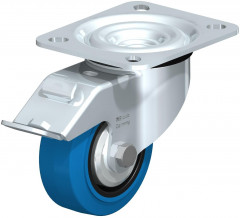 Roulette pivotante en tôle d’acier, version mi-lourde, avec platine à visser et blocage “stop-fix”