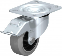 Roulette pivotante en tôle d’acier, version mi-lourde, avec platine à visser et blocage “stop-fix”