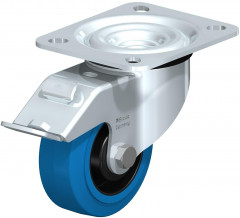 Roulette pivotante en tôle d’acier, version mi-lourde, avec platine à visser et blocage “stop-fix”