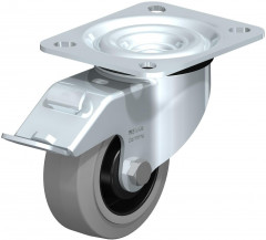 Roulette pivotante en tôle d’acier, version mi-lourde, avec platine à visser et blocage “stop-fix”