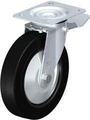 Roulette pivotante en tôle d’acier, avec platine à visser et blocage “stop-top”