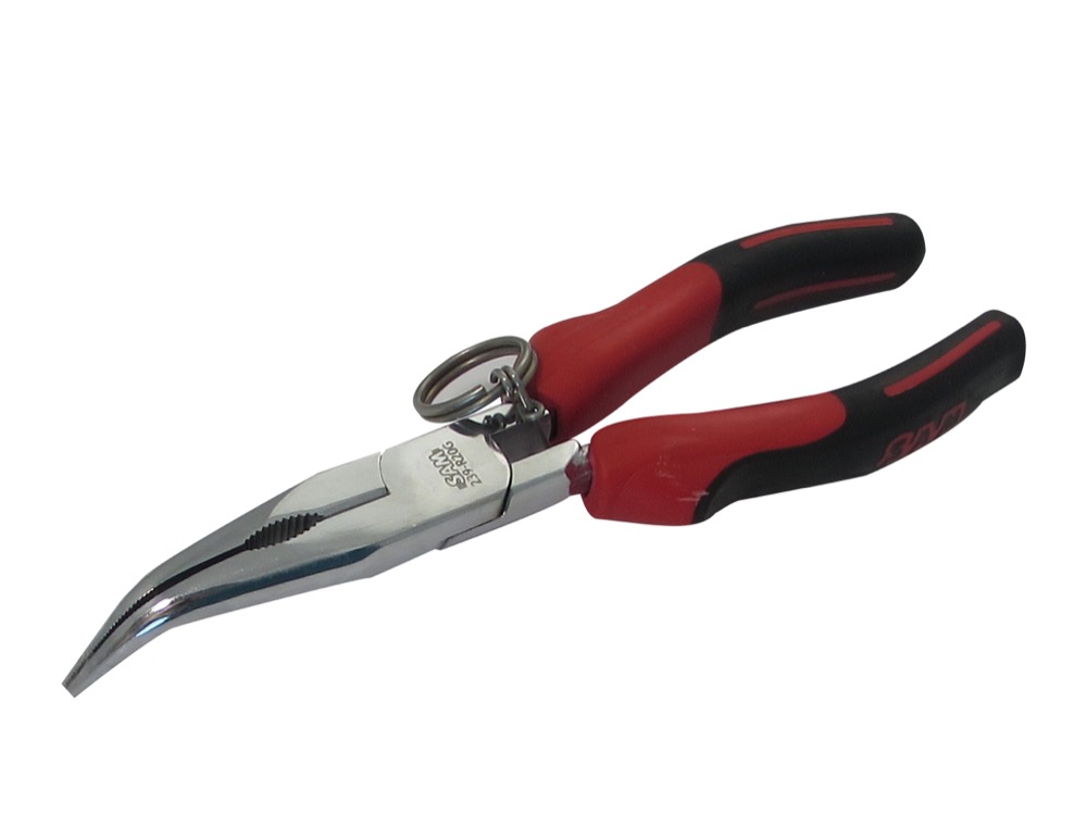 pince bec demi rond coude bimatiere avec ressort 200 mm