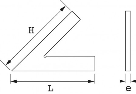 equerre simple a 45° 150x100 mm