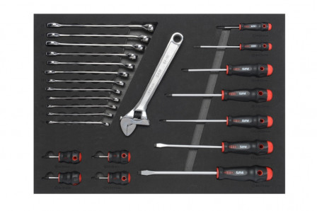 composition de 135 outils avec servante 5 tiroirs en module mousse