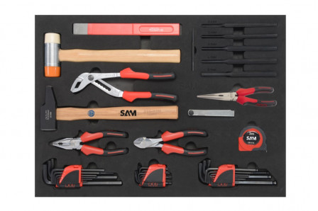 composition de 135 outils avec servante 5 tiroirs en module mousse