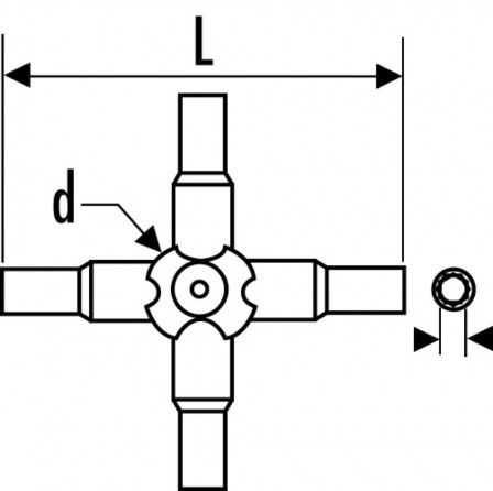 clé en croix 4 douilles 6 pans 6x8x10x12 mm