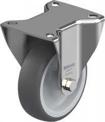 Roulette fixe inox polyuréthane thermoplastique avec platine à visser