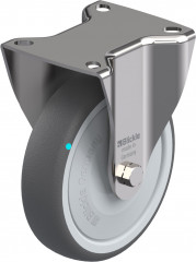 Roulette fixe inox polyuréthane thermoplastique avec platine à visser