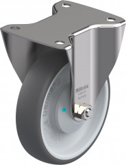 Roulette fixe inox polyuréthane thermoplastique avec platine à visser