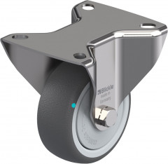 Roulette fixe inox polyuréthane thermoplastique avec platine à visser
