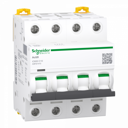 Acti9 iC60H - Disjoncteur - 4P - 10A - Courbe C - 400Vca - 10000A/15kA